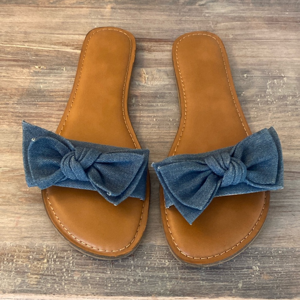 Denim Bow Sandal flats